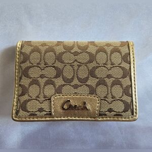 Coach Brown and Tan Signature Card Holder